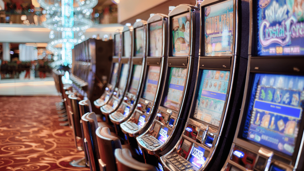 A row of slot machines