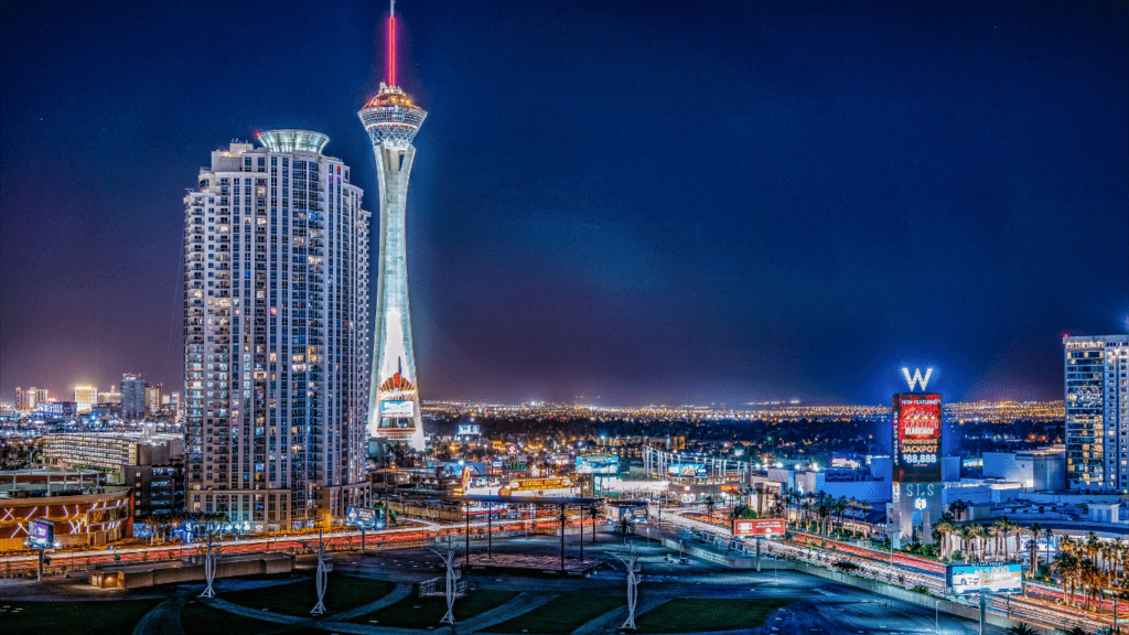 view of metropolitan area at night