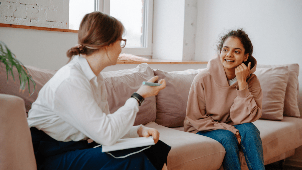 addicted woman having her counselling