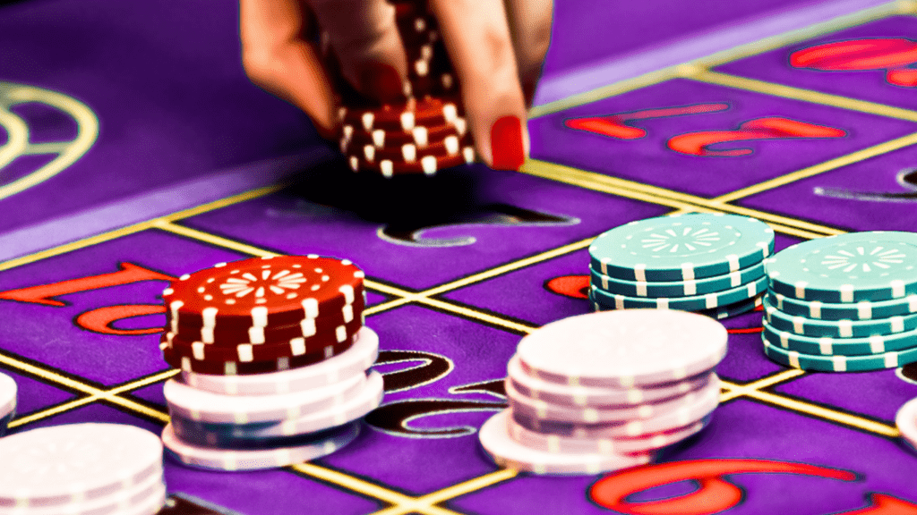 betting and playing roulette in casino