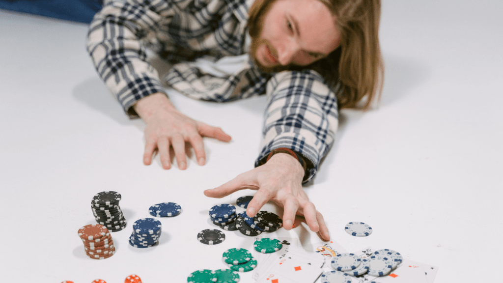 guy addicted in playing poker