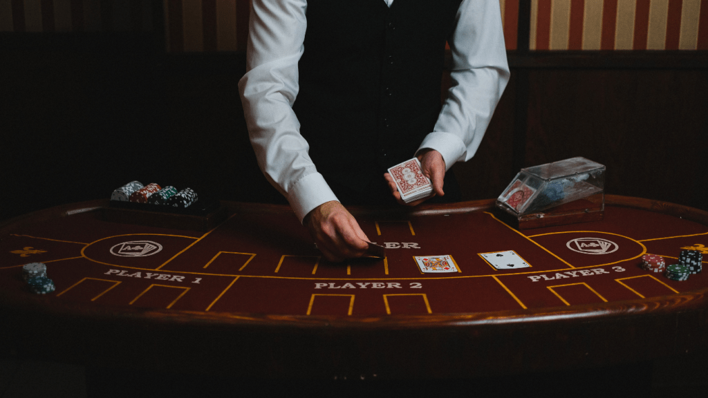 Dealer displaying cards