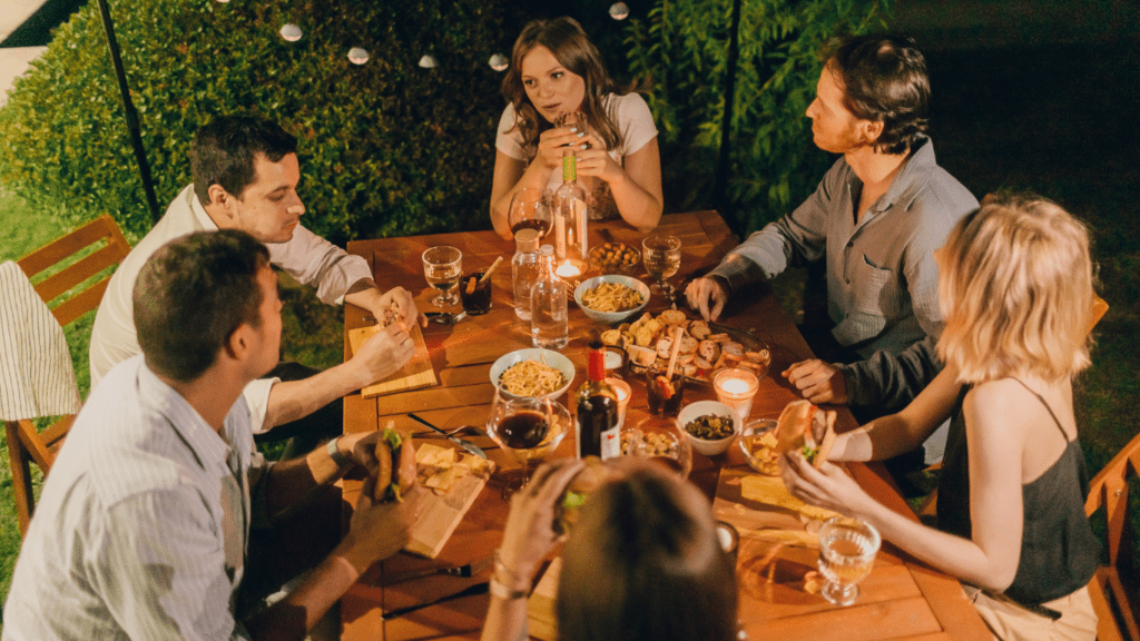 friends drinking wine outdoor