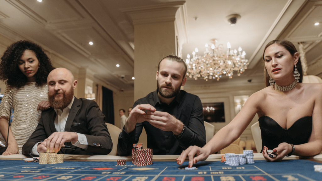 group of gamblers enjoy playing poker