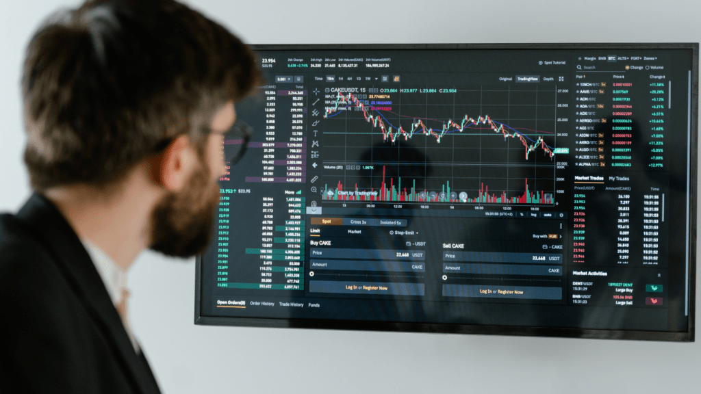 man reading data market